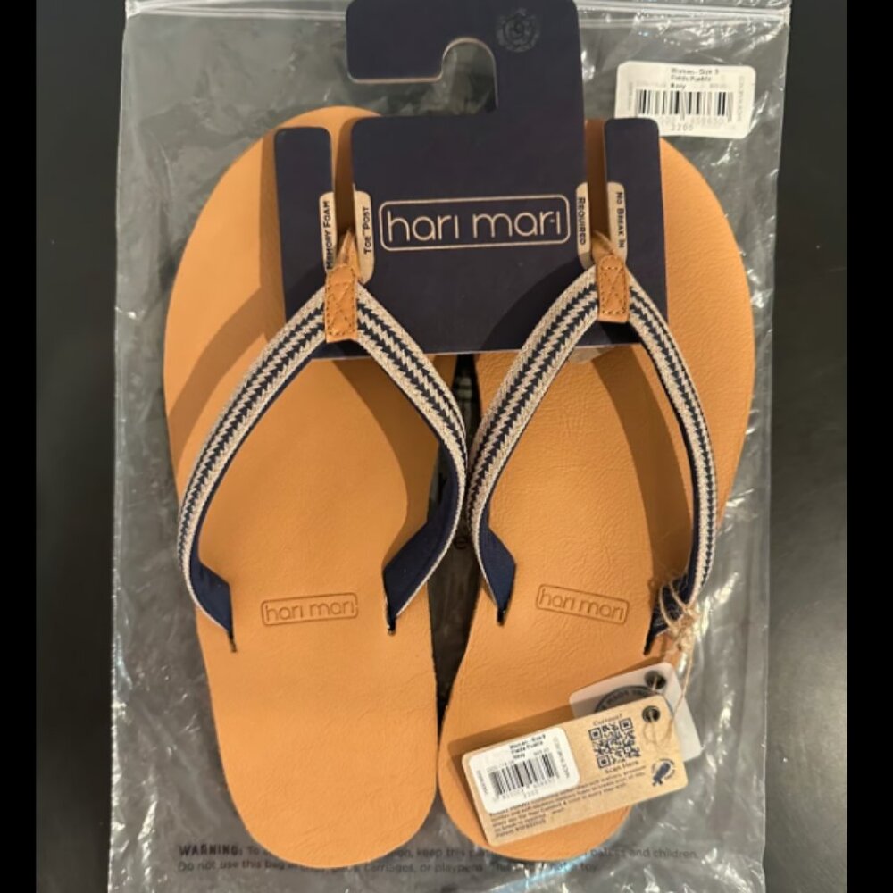 Hari Mari Women's Fields Puebla | Navy Flip Flops Size 9